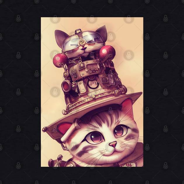 Cute Cat with steampunk hat by DyeruArt
